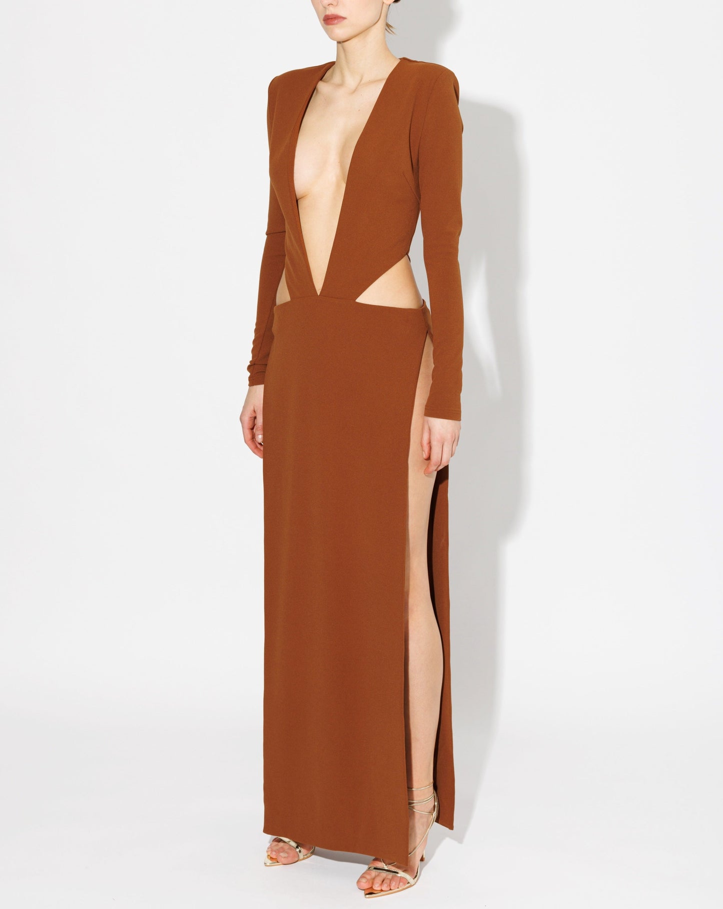 Brown Plunge Gown
