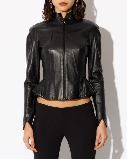 black leather jacket