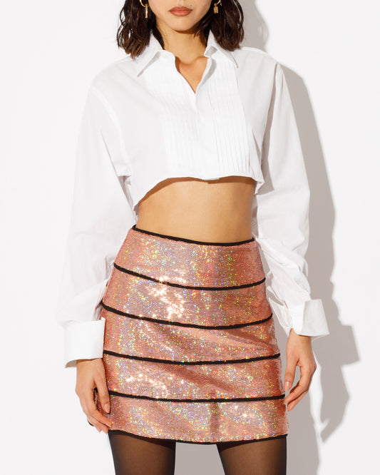 pink sequin mini skirt