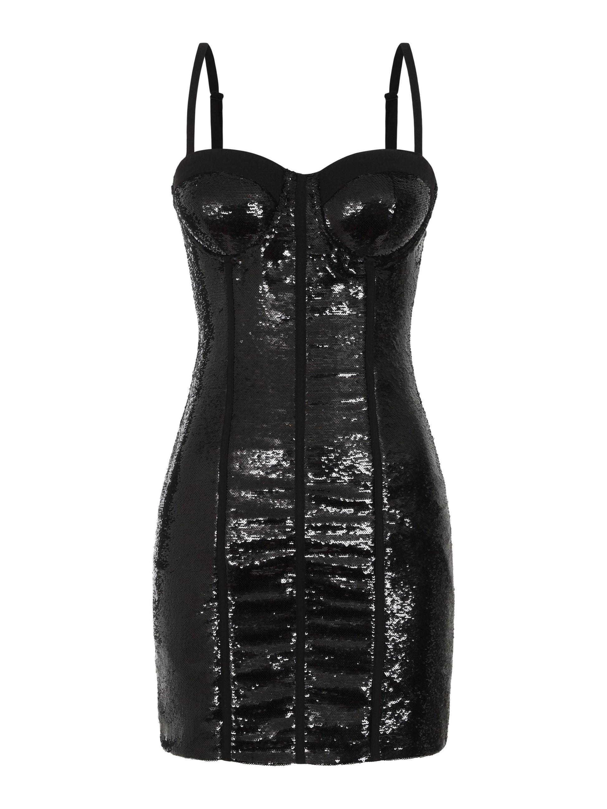 Black sequin minidress with bustier